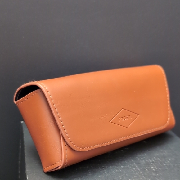 Fossil Accessories - Fossil Brown Leather Magnetic Fold Over Eyeglasses Case.